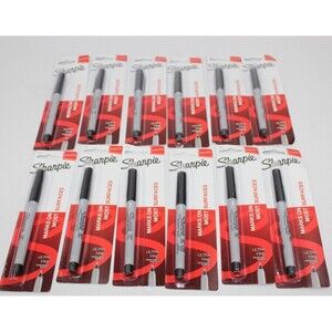 Lot of 12 Brand New Sharpie Permanent Ultra-Fine Point Markers, Black Packages